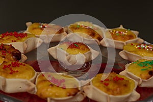 Typical Sardinian sweet Pardulas, sheep ricotta and saffron