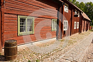 Typical scandinavian timber houses. Linkoping. Sweden