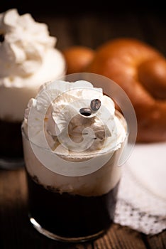 Typical sicilian coffee granita with cream