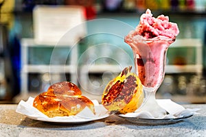 Typical Sicilian fruit granita