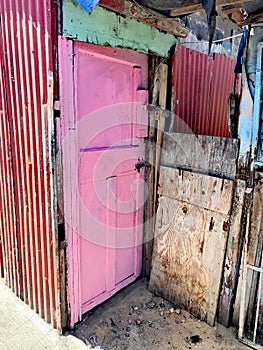 Typical small corrugated iron houses in the township of Kanga, Cape Town