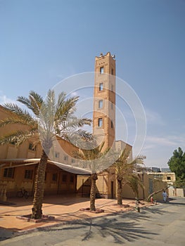 Typical small mosque with one typical square section of minaret with windows resent almost in each quarter of the city