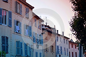 Typical south french buildings with shutters