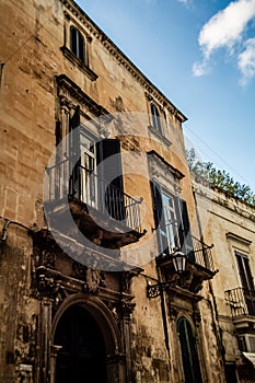 Typical southern Italian balcony in an street in Lecce