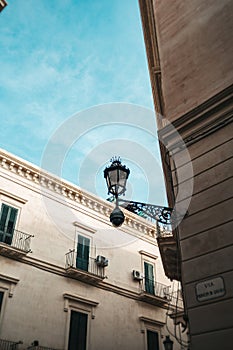 Typical southern Italian empty streetlamp in Lecce