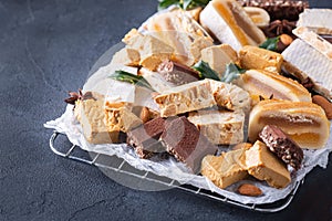 Typical Spanish Christmas sweets, nougat or turron