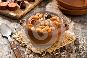 Typical Spanish fabada asturiana in crockpot