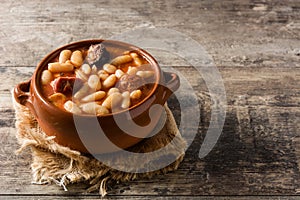 Typical Spanish fabada asturiana photo