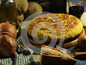 Typical spanish potato omelet original traditional tasty delicious