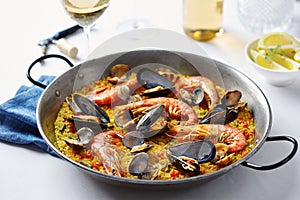 Typical spanish seafood paella