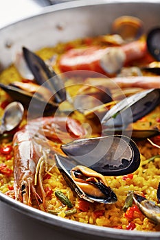 Typical spanish seafood paella