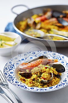 Typical spanish seafood paella