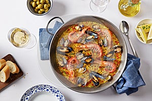 Typical spanish seafood paella