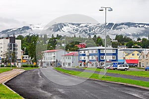 Typical street of Akureyri downtown