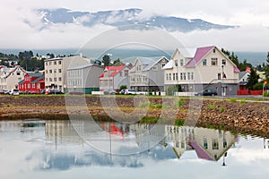 Typical street of Akureyri downtown