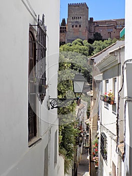 Typical street of the Albayzin-Granada -Andalusia