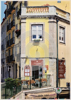 Typical street cafe in Lisbon, Portugal