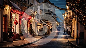 Typical street at Costa Azul area with Christmas decoration at night photo