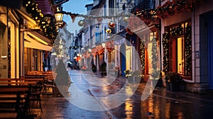 Typical street at Costa Azul area with Christmas decoration at night photo