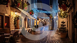 Typical street at Costa Azul area with Christmas decoration at night photo