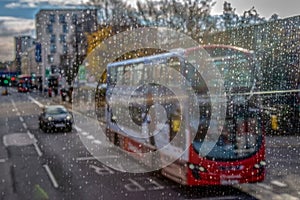 Typical street in London, on the rain