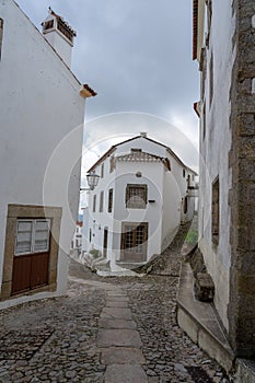 typical street in the medieval town of MarvÃ£o in the district of Portalegre
