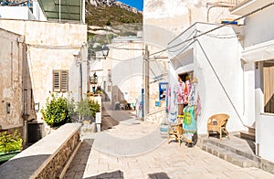 Typical street of small village on Levanzo island,Trapani, Italy