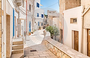 Typical street of small village on Levanzo island,Trapani, Italy