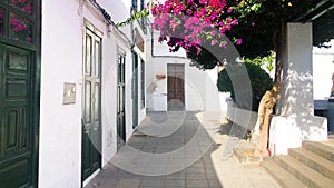 Typical street and Traditional building architecture in Haria, Lanzarote, Canary Islands, Spain, 4k footage video