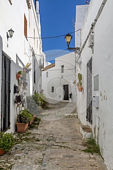Typical street of Vejer de la Frontera, Spain photo