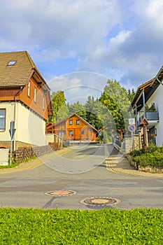 Typical street in Wernigerode at Harz National Park Brocken mountain