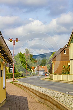 Typical street in Wernigerode at Harz National Park Brocken mountain