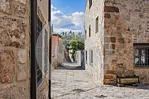 Typical street where the stone predominates the old and medieval city of Medinaceli. Soria Spain