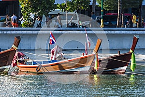 Typical thai boats sea of andaman puerto de phuket photo