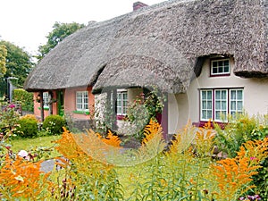 Typical thatched roof cottage in Ireland