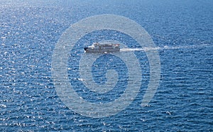 Typical touring boat on Adriatic sea in Portoroz, Slovenia