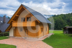 Typical traditional Alpine cottage cabin