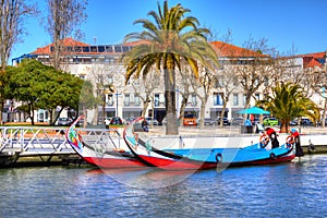 Typical Traditional boats in Vouga river. Aveiro