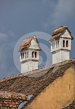 Typical traditional chimney in transylvanian Sighisoara