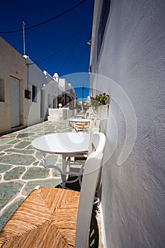 Typical traditional greek white and blue houses