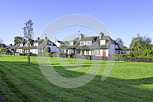 Typical and traditional houses made of adobe in Adare, Ireland