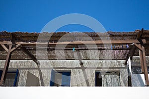 Typical traditional white and blue facades