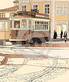 Typical tramway in Porto - Portugal