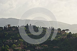 Typical Tuscany landscape on a hills surrounding city of Florence