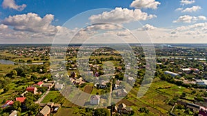 Typical Ukrainian village aerial view.