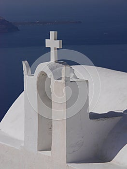 Typical urban landscape of Thira Santorini island,Greece