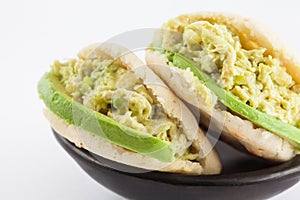 Typical Venezuelan arepa called reina pepiada