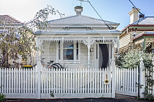 A typical Victorian era independent residential house in Australia. Facade of an Australian home.