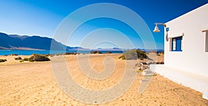 Typical view from Caleta del Sebo, the main town of La Graciosa Island Chinijo archipelago