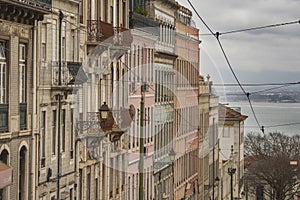 Typical view of colorful houses in Lisbon